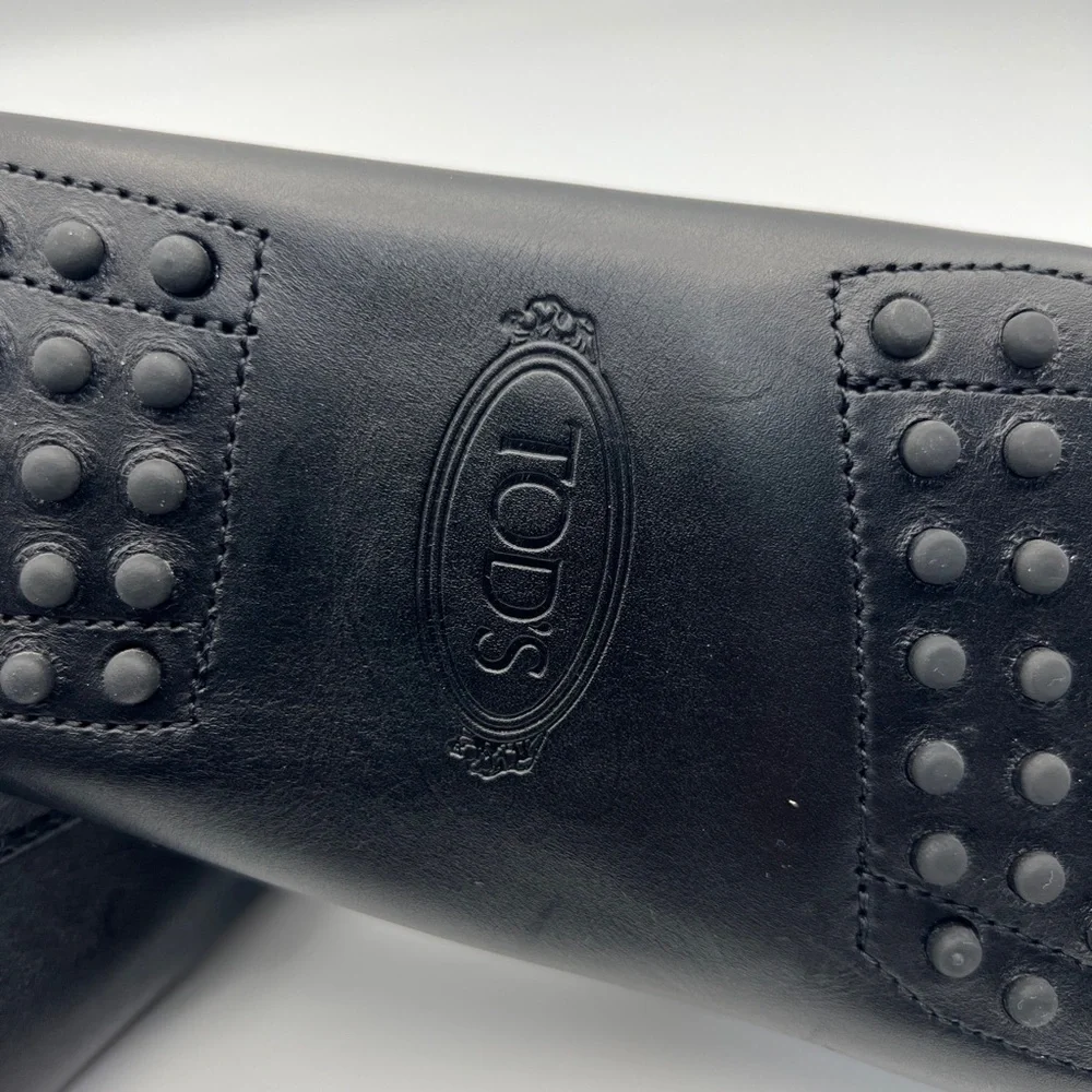 NEW Tods Womens Gommino Driving Penny Loafers Shoes Black Leather Slip On 11 - Picture 4 of 11